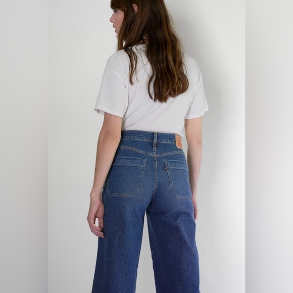 Levi’s Mile High Rise Cropped Wide Leg Jeans Button-Fly Blue Women’s Sz 25 - Picture 2 of 13